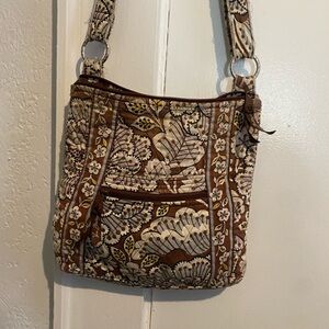 Vera Bradley Slate Blooms Quilted Brown Floral CrossbodyHandbag Purse